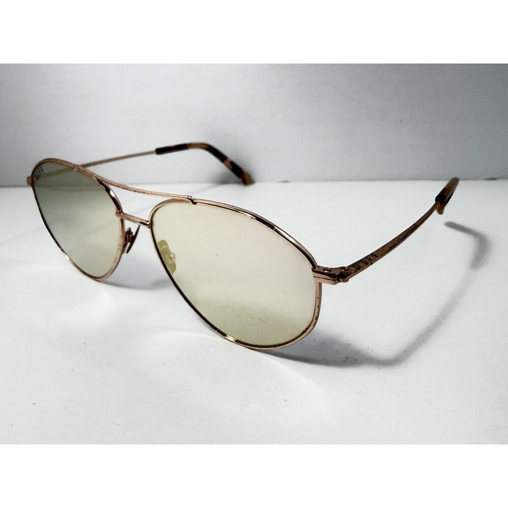 DIFF Eyewear CH CH23 Rose Gold Aviator Sunglasses Women Silver Mirror Lens Love